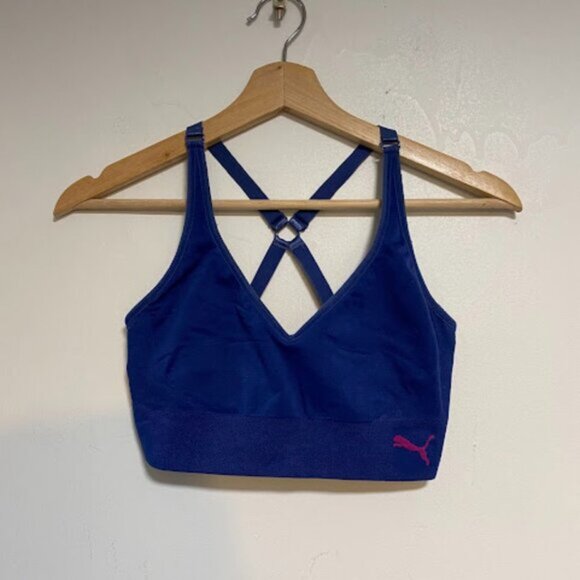 Puma Women's Blue Sports Bra Size M - Picture 2 of 5